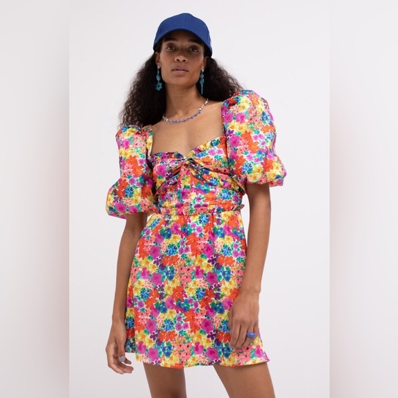 For Love & Lemons Merrill Puff Sleeve Floral Mini Dress - Picture 6 of 10
